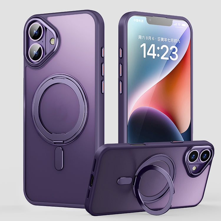 For iPhone 16 360 Rotating MagSafe Magnetic Frosted Phone Case(Purple) - free shipping - PMC TechLife - Order now!