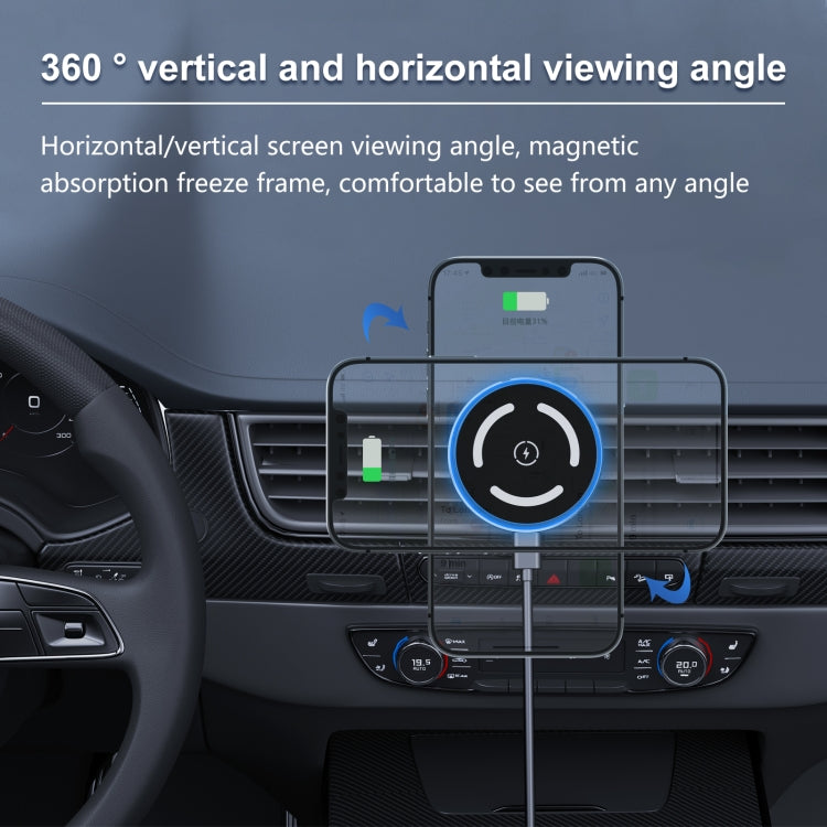 M68 15W Magnetic Wireless Charging Car Holder(Dark Grey) - Wireless Charger Holders by PMC TechLife | Online Shopping South Africa | PMC TechLife | Buy Now Pay Later Mobicred