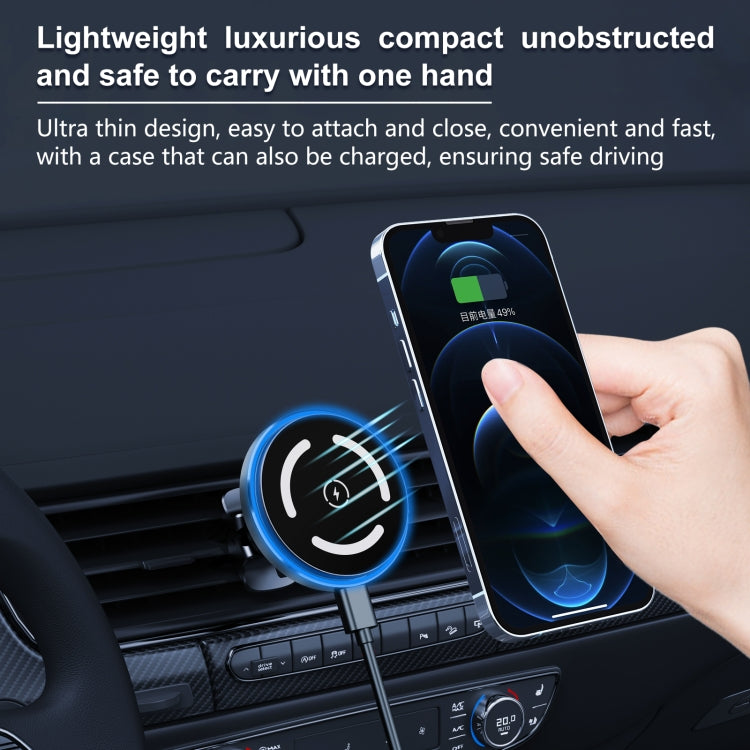 M68 15W Magnetic Wireless Charging Car Holder(Dark Grey) - Wireless Charger Holders by PMC TechLife | Online Shopping South Africa | PMC TechLife | Buy Now Pay Later Mobicred