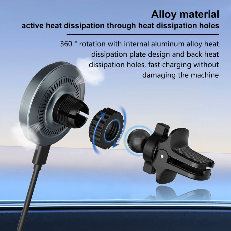 M68 15W Magnetic Wireless Charging Car Holder(Dark Grey) - Wireless Charger Holders by PMC TechLife | Online Shopping South Africa | PMC TechLife | Buy Now Pay Later Mobicred