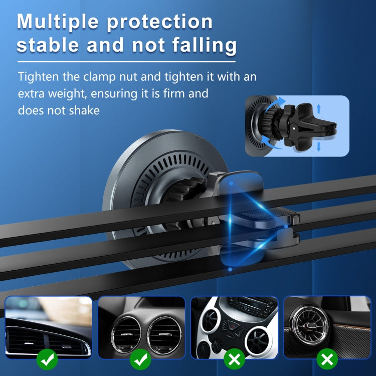 M68 15W Magnetic Wireless Charging Car Holder(Dark Grey) - Wireless Charger Holders by PMC TechLife | Online Shopping South Africa | PMC TechLife | Buy Now Pay Later Mobicred