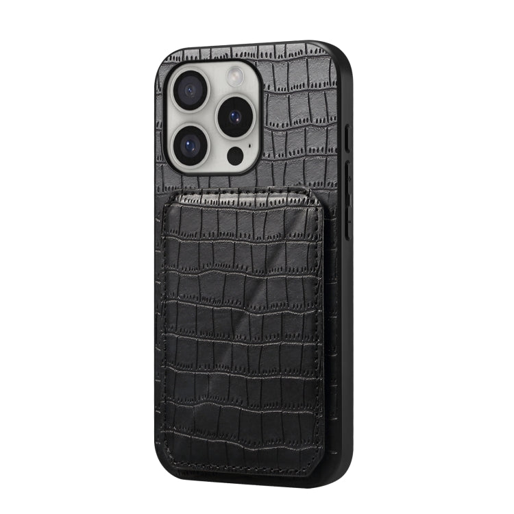 For iPhone 16 Pro Max Imitation Crocodile Leather Back Phone Case with Holder(Black) - free shipping - PMC TechLife - Order now!