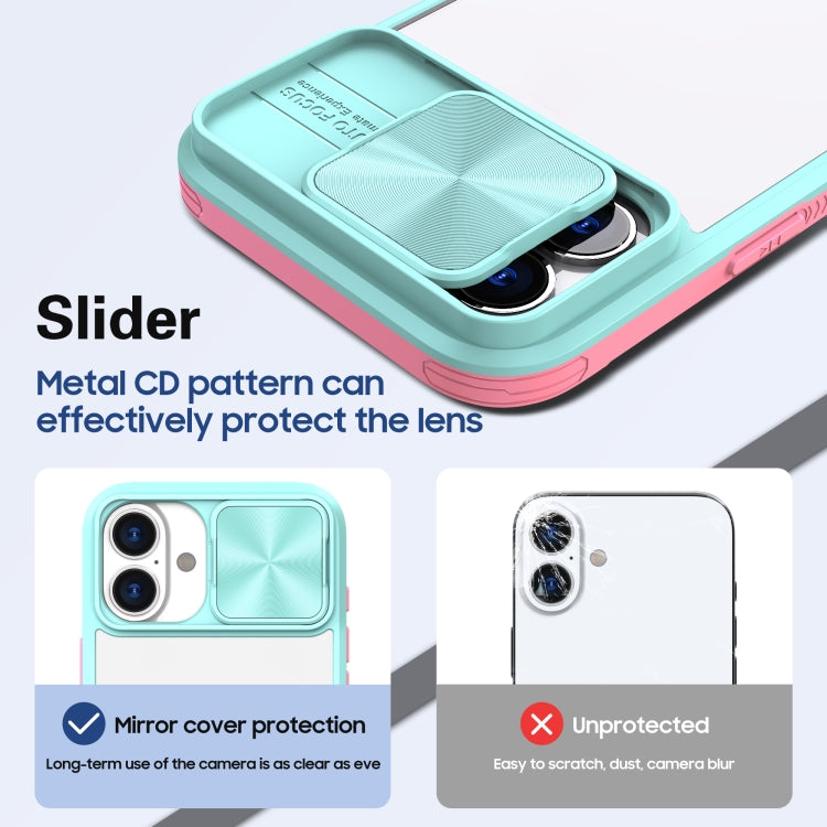 For iPhone 16 Pro Sliding Camshield Acrylic Hybrid TPU Phone Case(Blue Pink) - iPhone 16 Pro Cases by PMC TechLife | Online Shopping South Africa | PMC TechLife | Buy Now Pay Later Mobicred