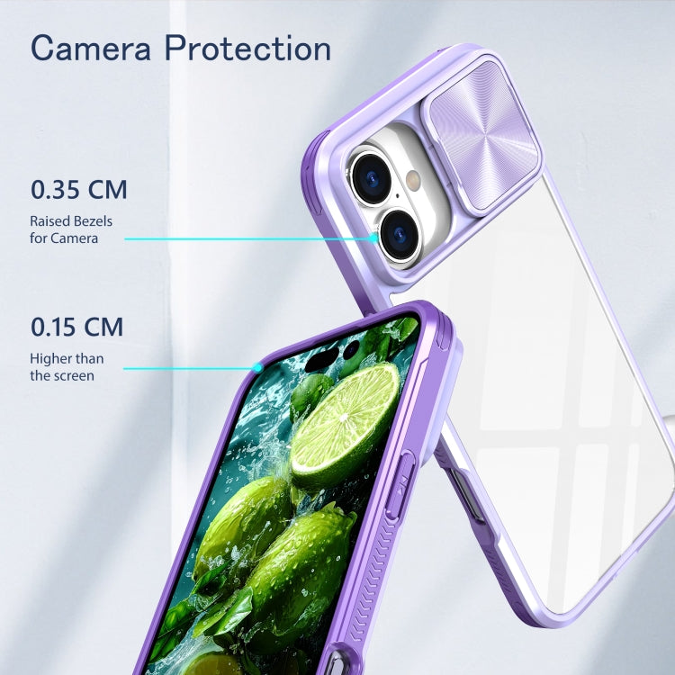 For iPhone 16 Pro Sliding Camshield Acrylic Hybrid TPU Phone Case(Purple) - free shipping - PMC TechLife - Order now!