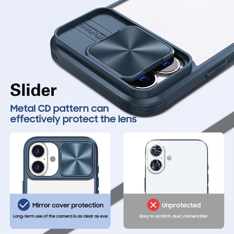 For iPhone 16 Pro Max Sliding Camshield Acrylic Hybrid TPU Phone Case(Navy Blue) - free shipping - PMC TechLife - Order now!