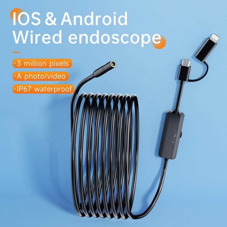 AN112 2 in 1 USB-C / Type-C + 8 Pin Interface 8mm HD Industry Endoscope, Length:2m Soft Tube -  by PMC TechLife | Online Shopping South Africa | PMC TechLife | Buy Now Pay Later Mobicred