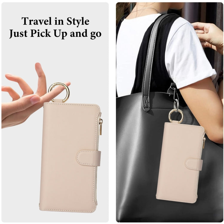For Samsung Galaxy S24 Ultra 5G Crossbody Ring Multifunctional Wallet Leather Phone Case(White) - free shipping - PMC Jewellery - Order now!
