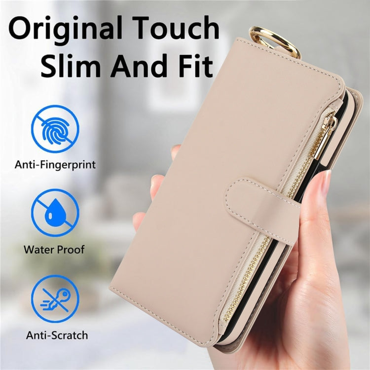 For Samsung Galaxy S24 Ultra 5G Crossbody Ring Multifunctional Wallet Leather Phone Case(White) - free shipping - PMC Jewellery - Order now!