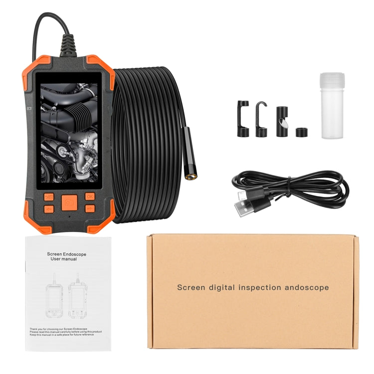 T20 4.3 inch IPS Screen 7.9mm Triple Camera IP67 Waterproof Hard Cable Digital Endoscope, Length:5m(Black Orange) -  by PMC TechLife | Online Shopping South Africa | PMC TechLife | Buy Now Pay Later Mobicred