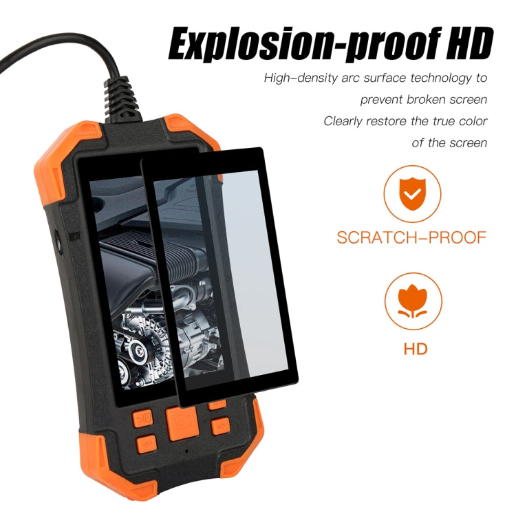 T20 4.3 inch IPS Screen 7.9mm Triple Camera IP67 Waterproof Hard Cable Digital Endoscope, Length:10m(Black Orange) -  by PMC TechLife | Online Shopping South Africa | PMC TechLife | Buy Now Pay Later Mobicred