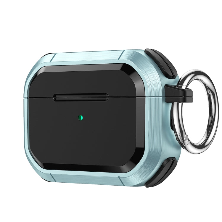 For AirPods Pro / Pro 2 Armor TPU + PC Earbuds Box Protective Case with Metal Buckle(Cyan) - For AirPods Pro 2 by PMC Jewellery | Online Shopping South Africa | PMC Jewellery | Buy Now Pay Later Mobicred