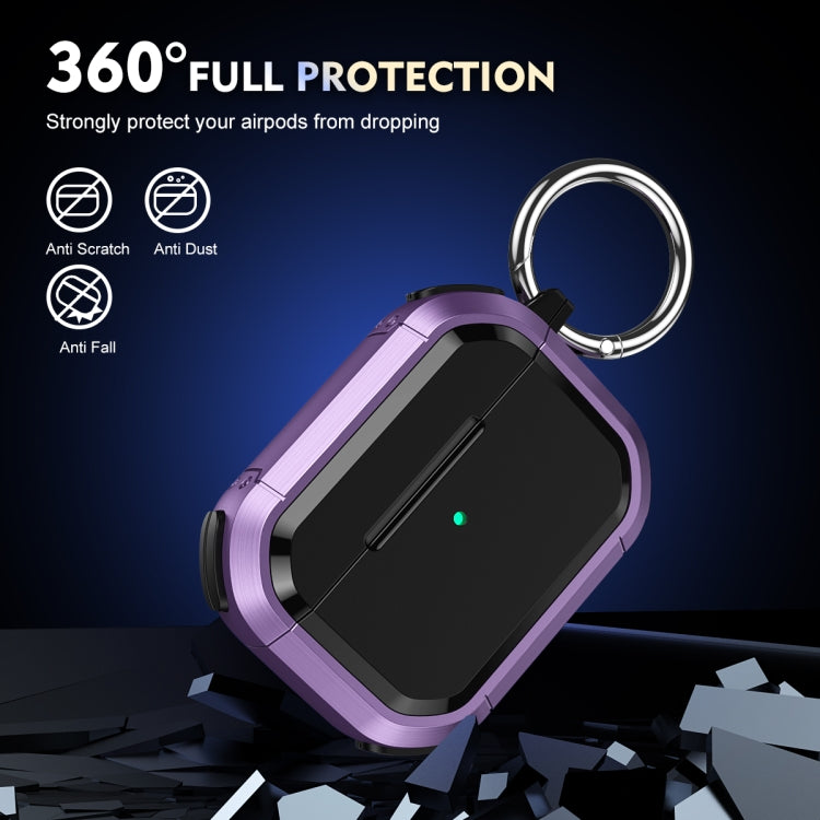 For AirPods 3 Armor TPU + PC Earbuds Box Protective Case with Metal Buckle(Black) - For AirPods 3 by PMC Jewellery | Online Shopping South Africa | PMC Jewellery | Buy Now Pay Later Mobicred