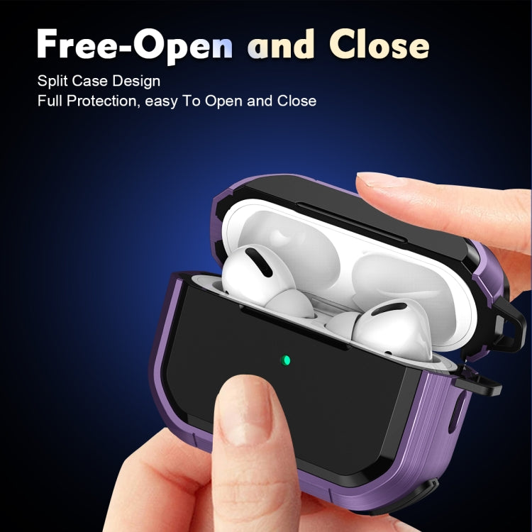 For AirPods 3 Armor TPU + PC Earbuds Box Protective Case with Metal Buckle(Dark Blue) - For AirPods 3 by PMC Jewellery | Online Shopping South Africa | PMC Jewellery | Buy Now Pay Later Mobicred