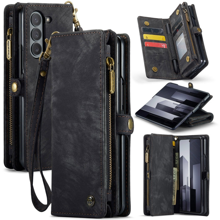 For Samsung Galaxy Z Fold6 5G CaseMe 008 Multifunctional Zipper Wallet Leather Phone Case with Lanyard(Black) - free shipping - PMC Jewellery - Order now!