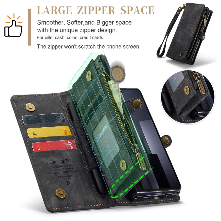 For Samsung Galaxy Z Fold6 5G CaseMe 008 Multifunctional Zipper Wallet Leather Phone Case with Lanyard(Black) - free shipping - PMC Jewellery - Order now!