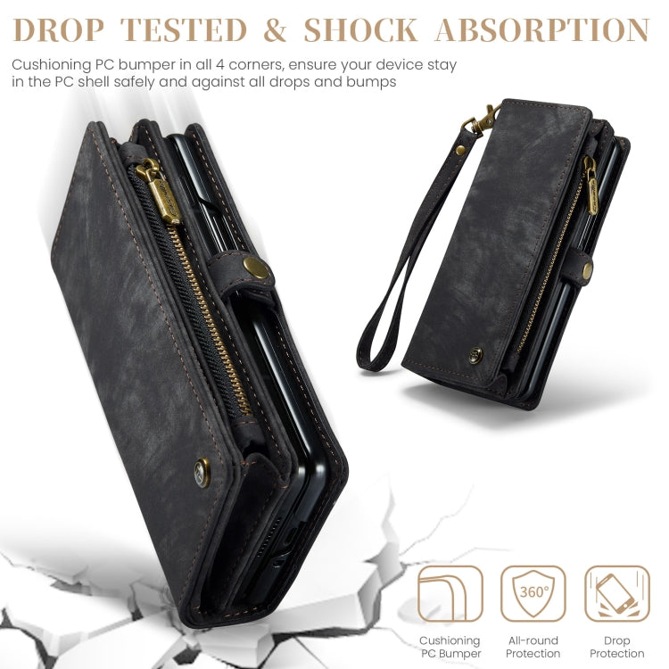 For Samsung Galaxy Z Fold6 5G CaseMe 008 Multifunctional Zipper Wallet Leather Phone Case with Lanyard(Black) - free shipping - PMC Jewellery - Order now!