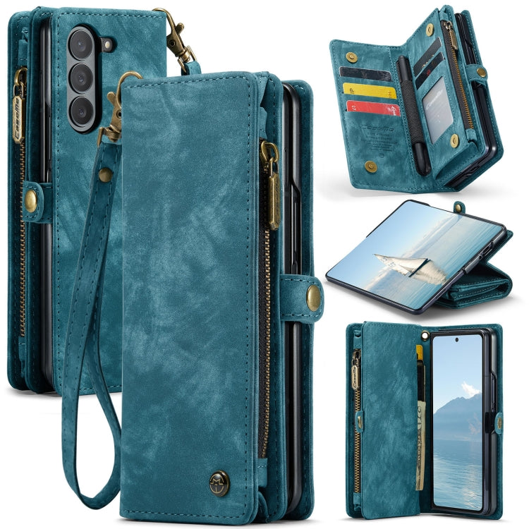 For Samsung Galaxy Z Fold6 5G CaseMe 008 Multifunctional Zipper Wallet Leather Phone Case with Lanyard(Blue) - free shipping - PMC Jewellery - Order now!