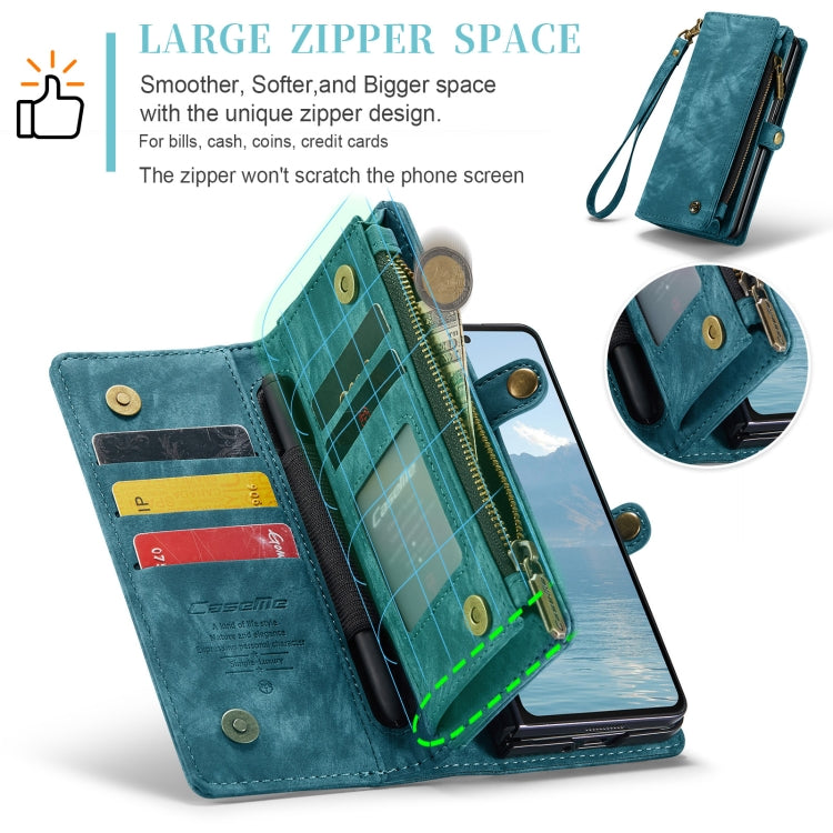 For Samsung Galaxy Z Fold6 5G CaseMe 008 Multifunctional Zipper Wallet Leather Phone Case with Lanyard(Blue) - free shipping - PMC Jewellery - Order now!