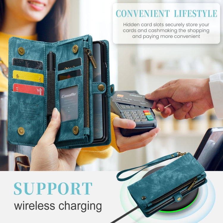 For Samsung Galaxy Z Fold6 5G CaseMe 008 Multifunctional Zipper Wallet Leather Phone Case with Lanyard(Blue) - free shipping - PMC Jewellery - Order now!
