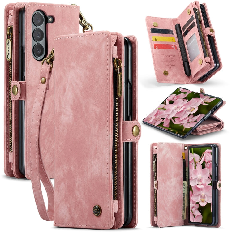 For Samsung Galaxy Z Fold6 5G CaseMe 008 Multifunctional Zipper Wallet Leather Phone Case with Lanyard(Pink) - free shipping - PMC Jewellery - Order now!