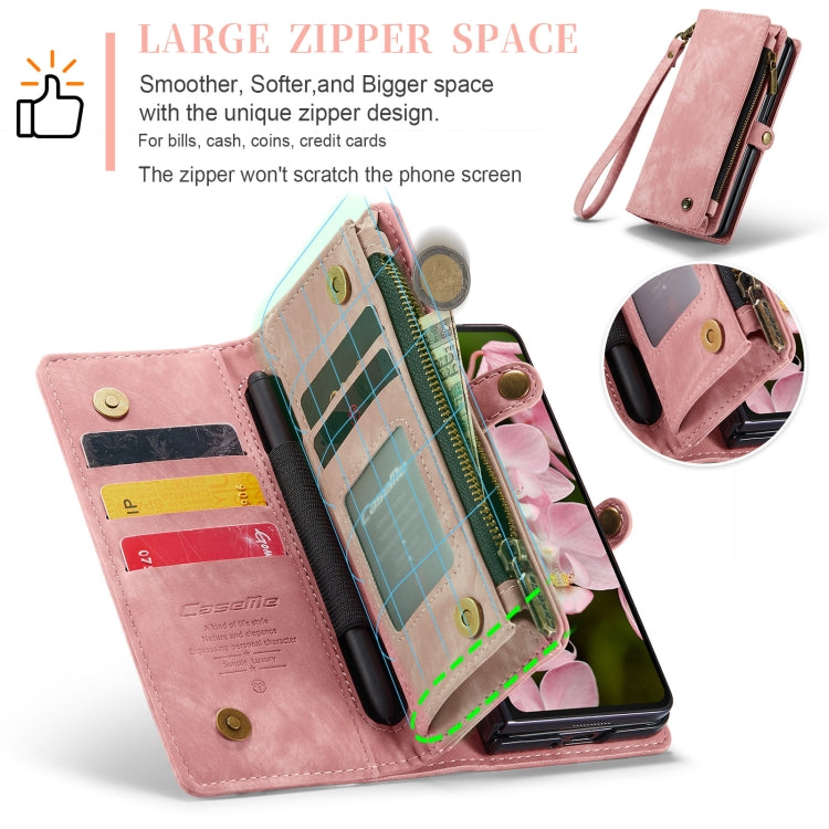 For Samsung Galaxy Z Fold6 5G CaseMe 008 Multifunctional Zipper Wallet Leather Phone Case with Lanyard(Pink) - free shipping - PMC Jewellery - Order now!
