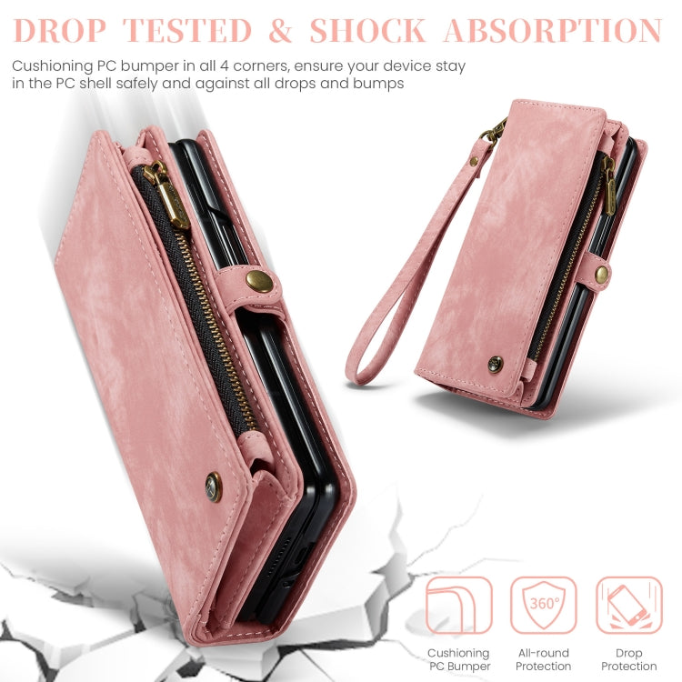 For Samsung Galaxy Z Fold6 5G CaseMe 008 Multifunctional Zipper Wallet Leather Phone Case with Lanyard(Pink) - free shipping - PMC Jewellery - Order now!