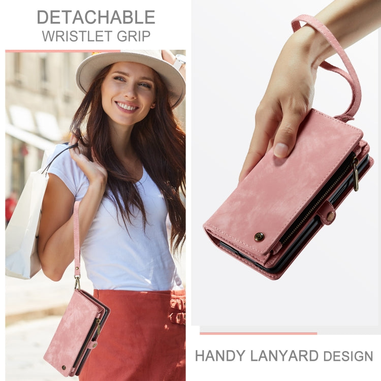 For Samsung Galaxy Z Fold6 5G CaseMe 008 Multifunctional Zipper Wallet Leather Phone Case with Lanyard(Pink) - free shipping - PMC Jewellery - Order now!