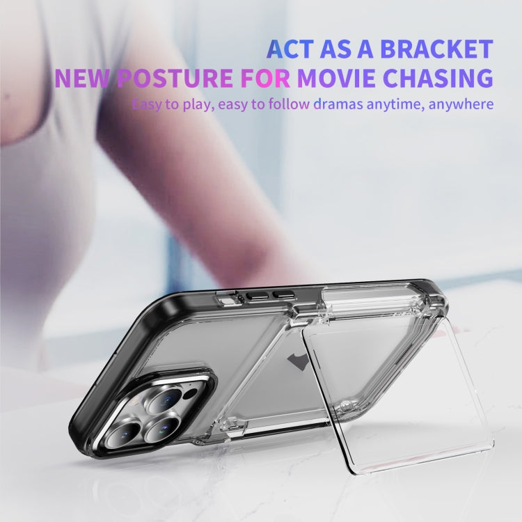For iPhone 16 Card Holder Acrylic Hybrid TPU Phone Case(Transparent Black) - iPhone 16 Cases by PMC TechLife | Online Shopping South Africa | PMC TechLife | Buy Now Pay Later Mobicred