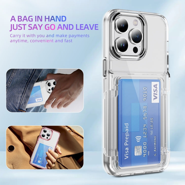 For iPhone 16 Card Holder Acrylic Hybrid TPU Phone Case(Transparent) - iPhone 16 Cases by PMC TechLife | Online Shopping South Africa | PMC TechLife | Buy Now Pay Later Mobicred
