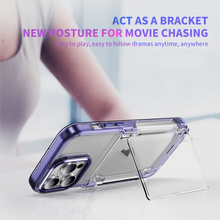 For iPhone 16 Card Holder Acrylic Hybrid TPU Phone Case(Transparent Purple) - iPhone 16 Cases by PMC TechLife | Online Shopping South Africa | PMC TechLife | Buy Now Pay Later Mobicred