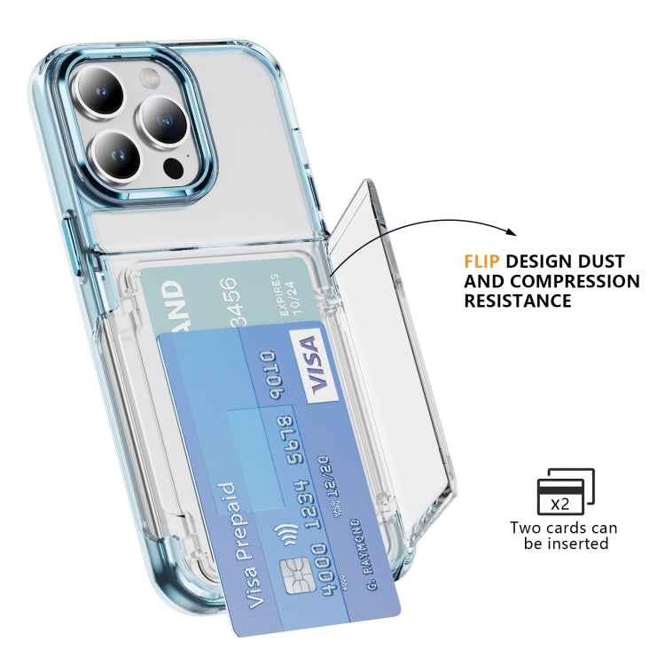 For iPhone 16 Plus Card Holder Acrylic Hybrid TPU Phone Case(Transparent Blue) - free shipping - PMC TechLife - Order now!