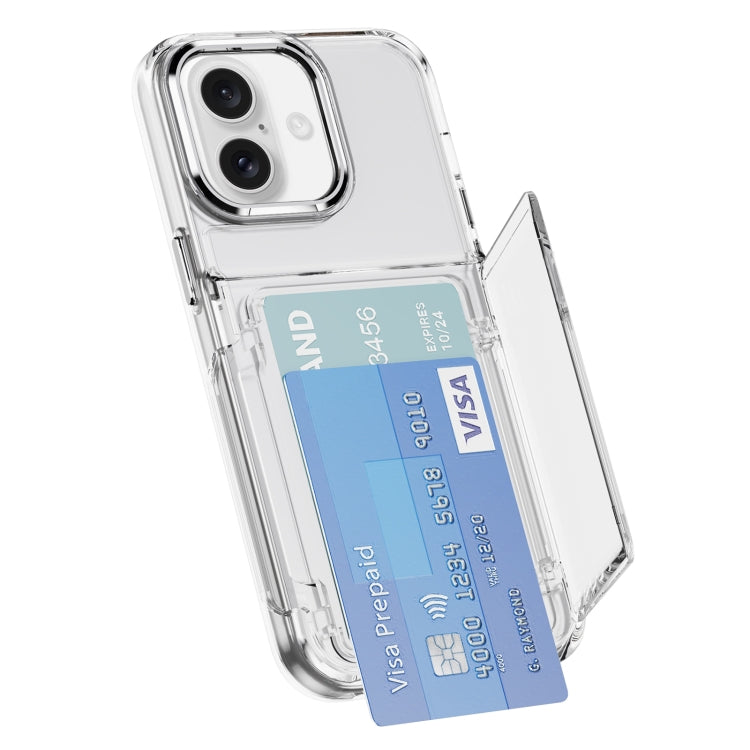 For iPhone 16 Plus Card Holder Acrylic Hybrid TPU Phone Case(Transparent) - iPhone 16 Plus Cases by PMC TechLife | Online Shopping South Africa | PMC TechLife | Buy Now Pay Later Mobicred
