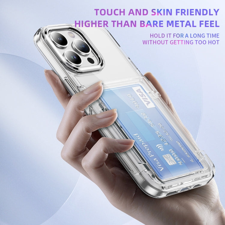 For iPhone 16 Pro Card Holder Acrylic Hybrid TPU Phone Case(Transparent) - iPhone 16 Pro Cases by PMC TechLife | Online Shopping South Africa | PMC TechLife | Buy Now Pay Later Mobicred