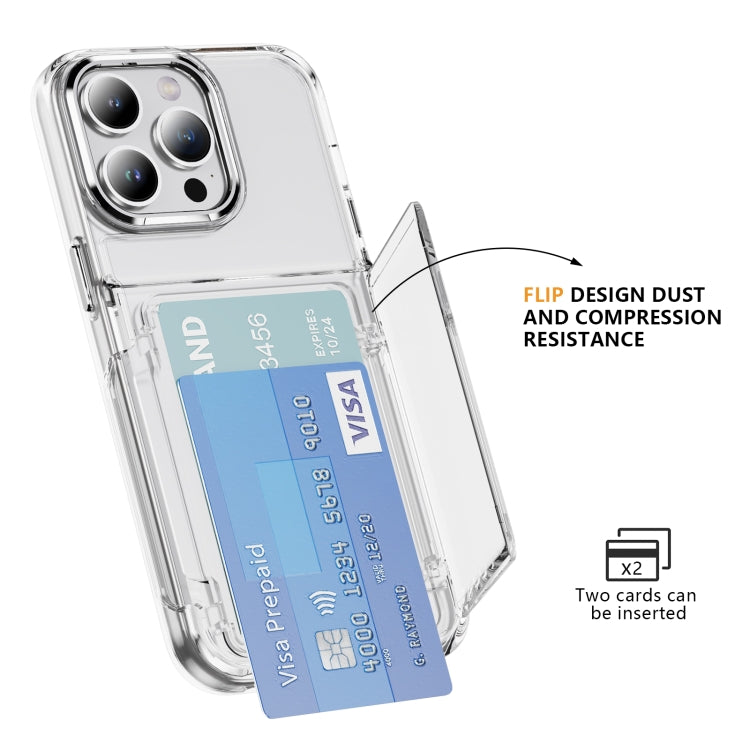 For iPhone 16 Pro Card Holder Acrylic Hybrid TPU Phone Case(Transparent) - iPhone 16 Pro Cases by PMC TechLife | Online Shopping South Africa | PMC TechLife | Buy Now Pay Later Mobicred