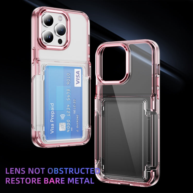 For iPhone 16 Pro Max Card Holder Acrylic Hybrid TPU Phone Case(Transparent Pink) - iPhone 16 Pro Max Cases by PMC TechLife | Online Shopping South Africa | PMC TechLife | Buy Now Pay Later Mobicred