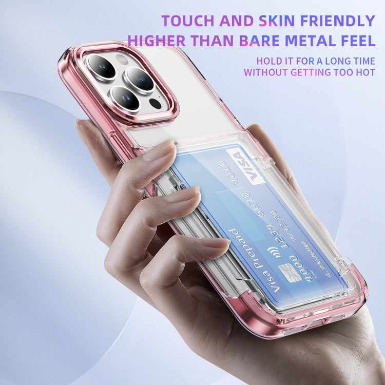 For iPhone 16 Pro Max Card Holder Acrylic Hybrid TPU Phone Case(Transparent Pink) - iPhone 16 Pro Max Cases by PMC TechLife | Online Shopping South Africa | PMC TechLife | Buy Now Pay Later Mobicred