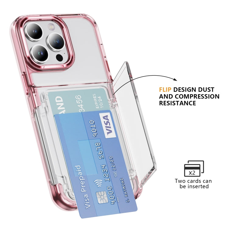 For iPhone 16 Pro Max Card Holder Acrylic Hybrid TPU Phone Case(Transparent Pink) - iPhone 16 Pro Max Cases by PMC TechLife | Online Shopping South Africa | PMC TechLife | Buy Now Pay Later Mobicred