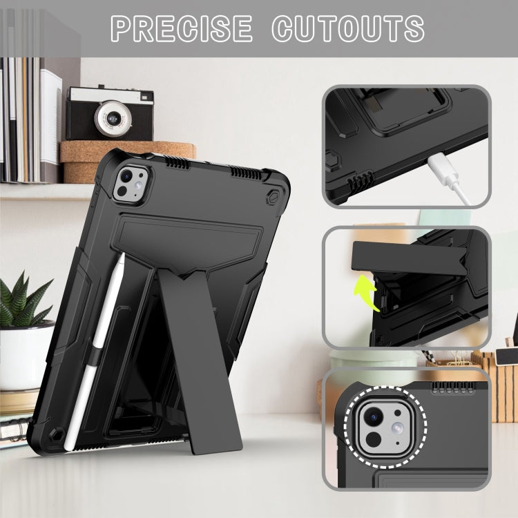 For iPad Pro 11 2024 T Holder Robot Silicone Hybrid PC Tablet Case(Black) - iPad Pro 11 2024 Cases by PMC TechLife | Online Shopping South Africa | PMC TechLife | Buy Now Pay Later Mobicred