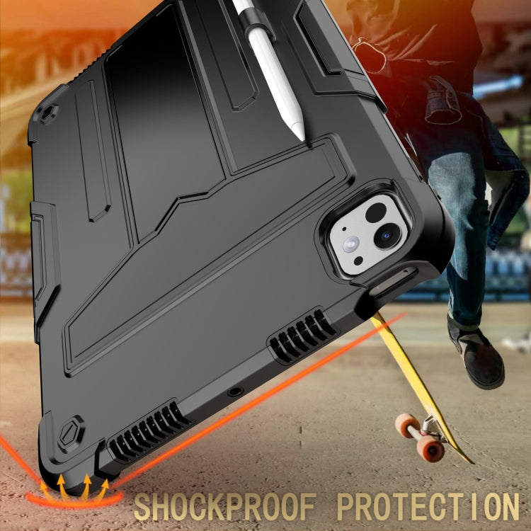 For iPad Pro 11 2024 T Holder Robot Silicone Hybrid PC Tablet Case(Black) - iPad Pro 11 2024 Cases by PMC TechLife | Online Shopping South Africa | PMC TechLife | Buy Now Pay Later Mobicred