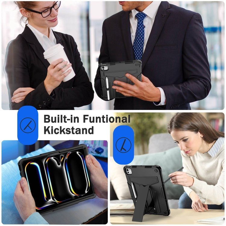 For iPad Pro 11 2024 T Holder Robot Silicone Hybrid PC Tablet Case(Black) - iPad Pro 11 2024 Cases by PMC TechLife | Online Shopping South Africa | PMC TechLife | Buy Now Pay Later Mobicred