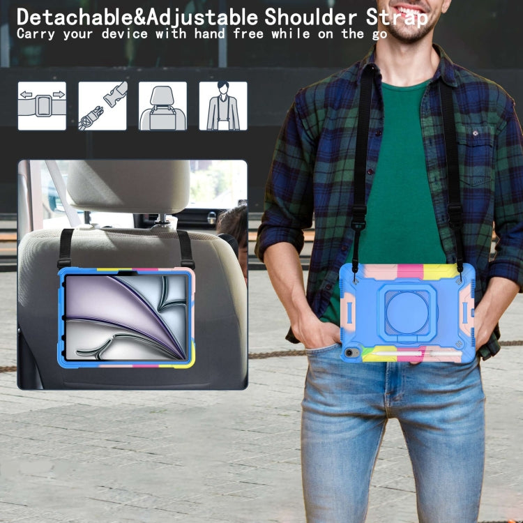 For iPad Air 11 2024 Handle Grip Holder Silicone Hybrid PC Tablet Case with Strap(Camouflage Blue) - iPad Air 11 2024 Cases by PMC TechLife | Online Shopping South Africa | PMC TechLife | Buy Now Pay Later Mobicred