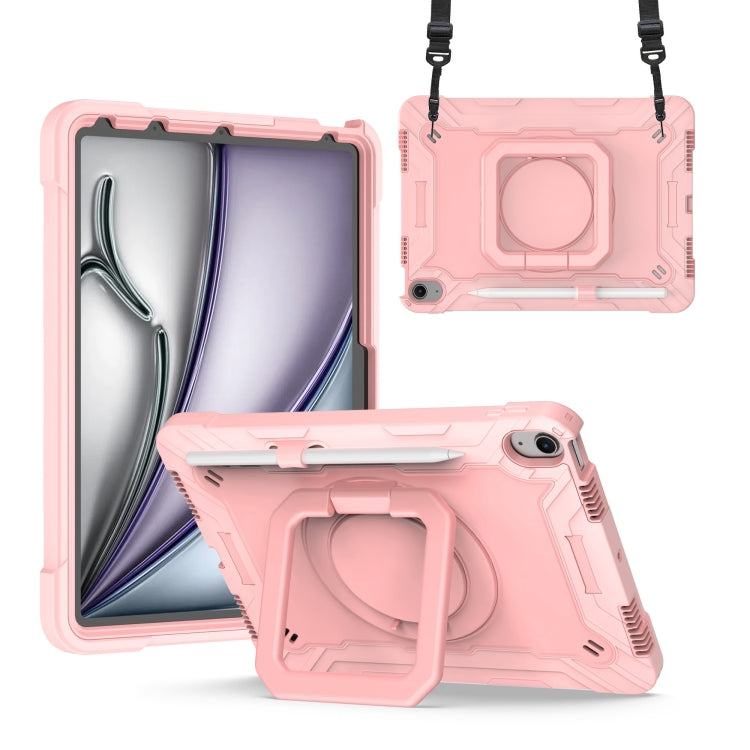 For iPad Air 11 2025 / 2024 Handle Grip Holder Silicone Hybrid PC Tablet Case with Strap(Rose Gold) - iPad Air 11 2025 / 2024 Cases by PMC TechLife | Online Shopping South Africa | PMC TechLife | Buy Now Pay Later Mobicred