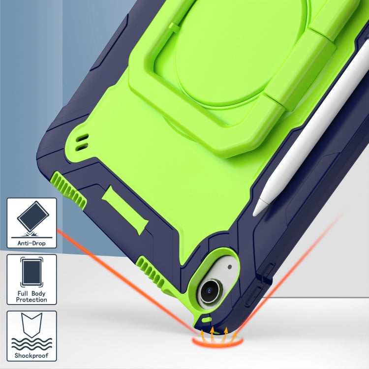 For iPad Air 11 2025 / 2024 Handle Grip Holder Silicone Hybrid PC Tablet Case with Strap(Navy Yellow Green) - iPad Air 11 2025 / 2024 Cases by PMC TechLife | Online Shopping South Africa | PMC TechLife | Buy Now Pay Later Mobicred