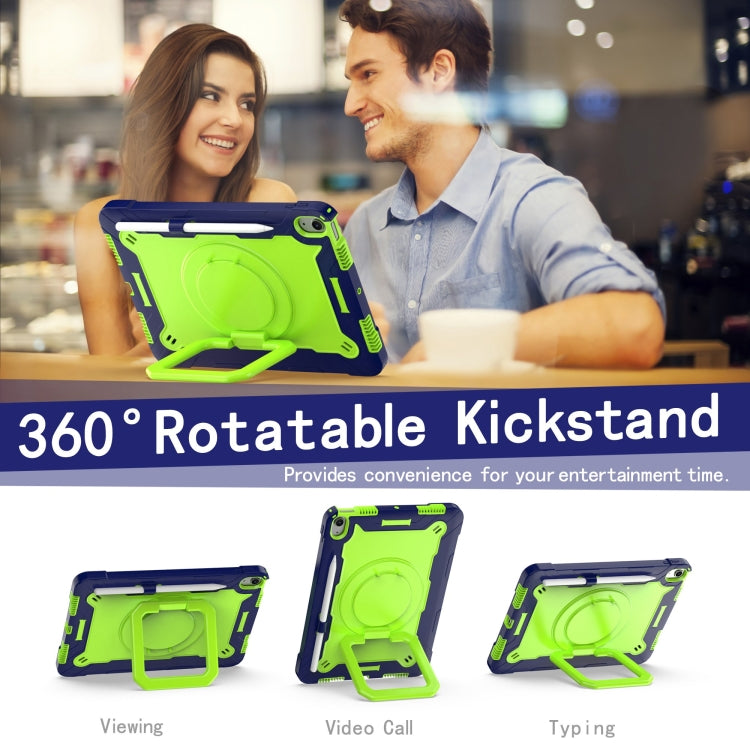 For iPad Air 11 2025 / 2024 Handle Grip Holder Silicone Hybrid PC Tablet Case with Strap(Navy Yellow Green) - iPad Air 11 2025 / 2024 Cases by PMC TechLife | Online Shopping South Africa | PMC TechLife | Buy Now Pay Later Mobicred