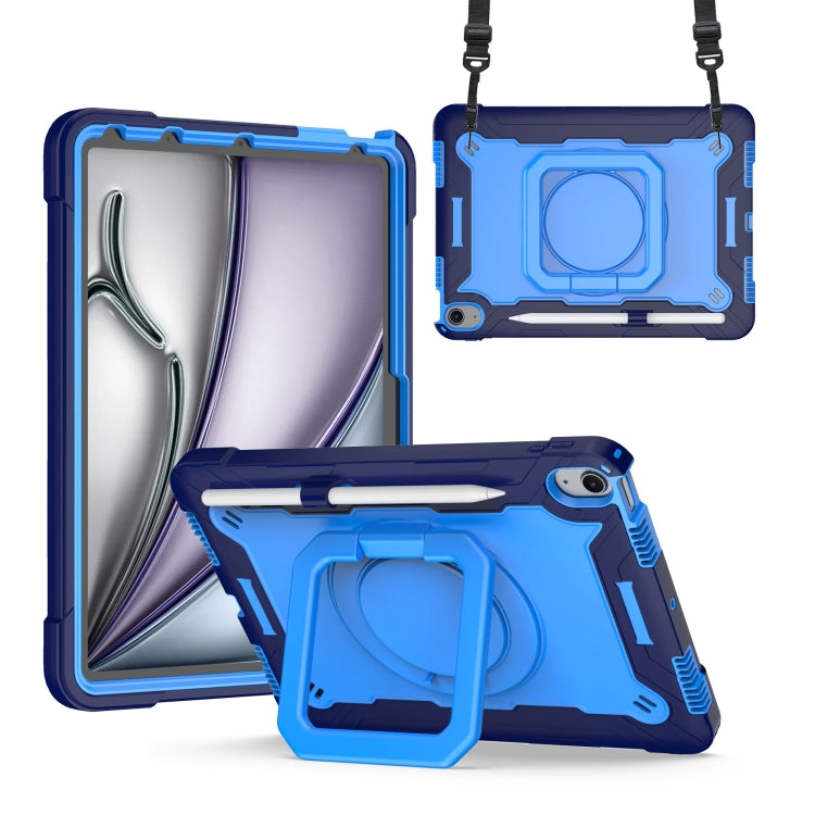 For iPad Air 11 2025 / 2024 Handle Grip Holder Silicone Hybrid PC Tablet Case with Strap(Navy Blue Blue) - iPad Air 11 2025 / 2024 Cases by PMC TechLife | Online Shopping South Africa | PMC TechLife | Buy Now Pay Later Mobicred