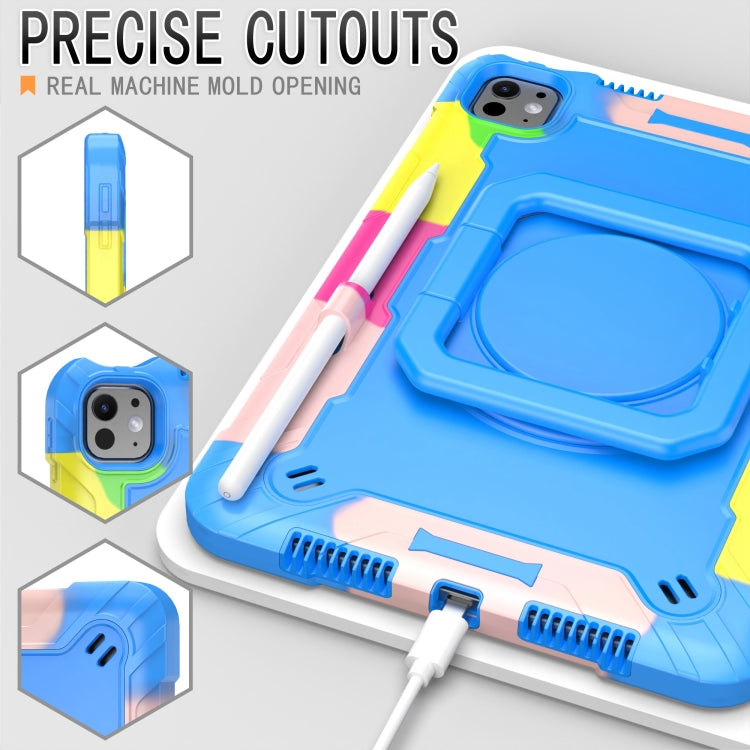 For iPad Pro 11 2024 Handle Grip Holder Silicone Hybrid PC Tablet Case with Strap(Camouflage Blue) - iPad Pro 11 2024 Cases by PMC TechLife | Online Shopping South Africa | PMC TechLife | Buy Now Pay Later Mobicred