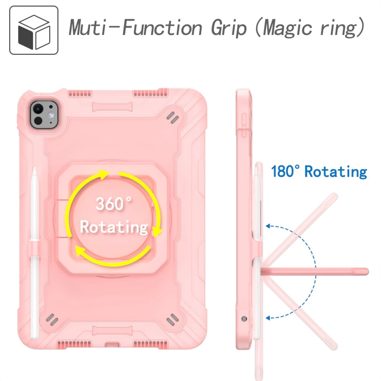 For iPad Pro 11 2024 Handle Grip Holder Silicone Hybrid PC Tablet Case with Strap(Rose Gold) - iPad Pro 11 2024 Cases by PMC TechLife | Online Shopping South Africa | PMC TechLife | Buy Now Pay Later Mobicred