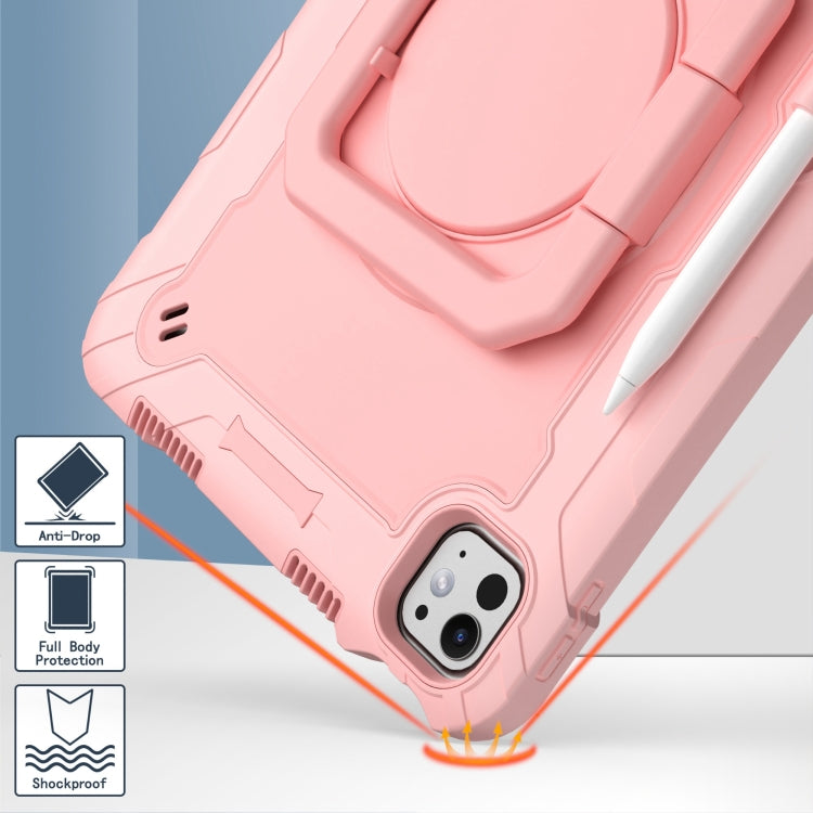 For iPad Pro 11 2024 Handle Grip Holder Silicone Hybrid PC Tablet Case with Strap(Rose Gold) - iPad Pro 11 2024 Cases by PMC TechLife | Online Shopping South Africa | PMC TechLife | Buy Now Pay Later Mobicred