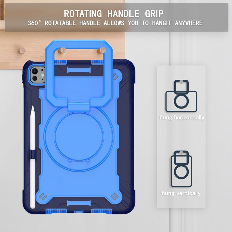For iPad Pro 11 2024 Handle Grip Holder Silicone Hybrid PC Tablet Case with Strap(Navy Blue Blue) - iPad Pro 11 2024 Cases by PMC TechLife | Online Shopping South Africa | PMC TechLife | Buy Now Pay Later Mobicred