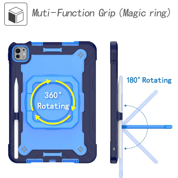 For iPad Pro 11 2024 Handle Grip Holder Silicone Hybrid PC Tablet Case with Strap(Navy Blue Blue) - iPad Pro 11 2024 Cases by PMC TechLife | Online Shopping South Africa | PMC TechLife | Buy Now Pay Later Mobicred